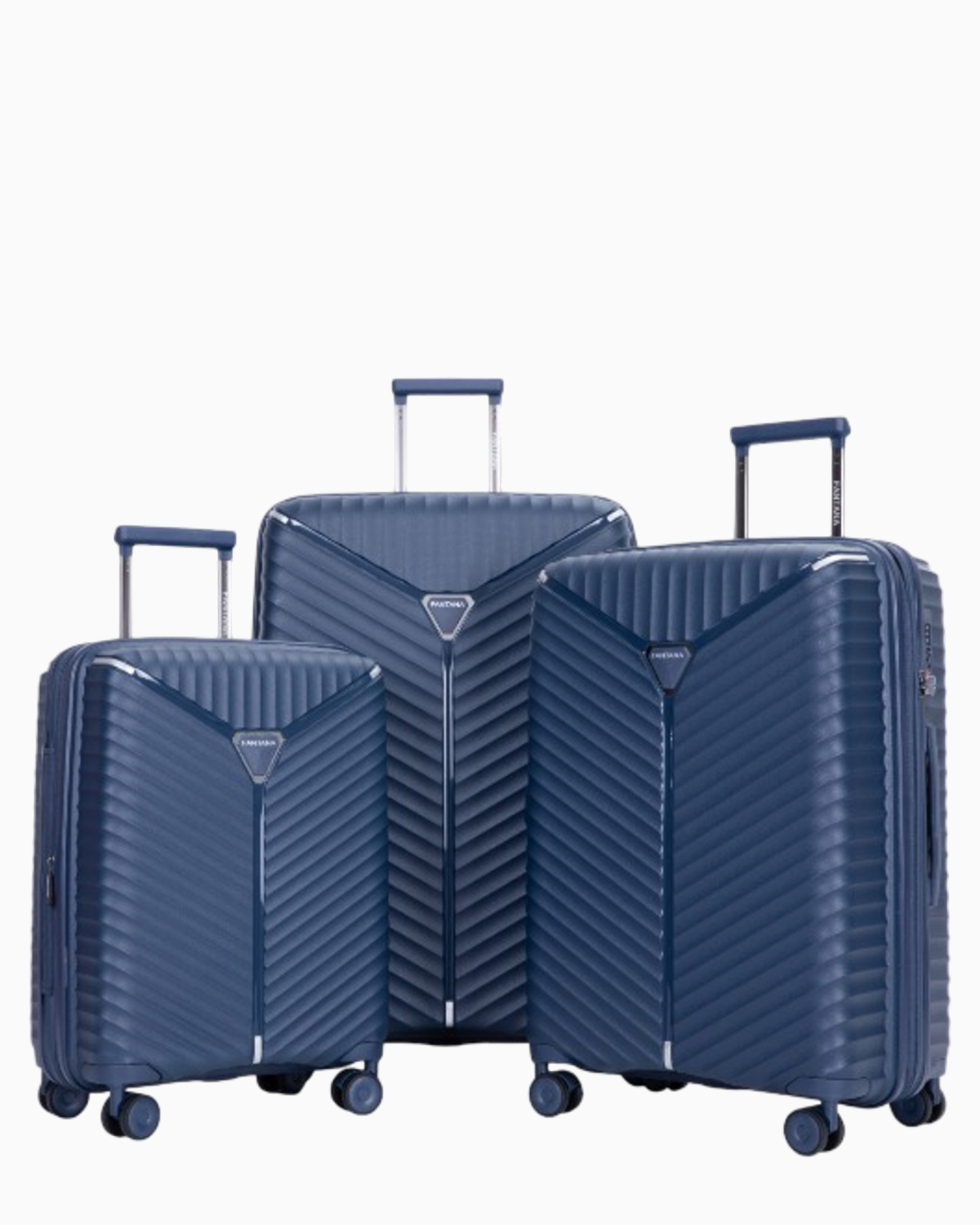 Navy — Mars hard shell suitcase set of 3, cabin, medium and large, all three
