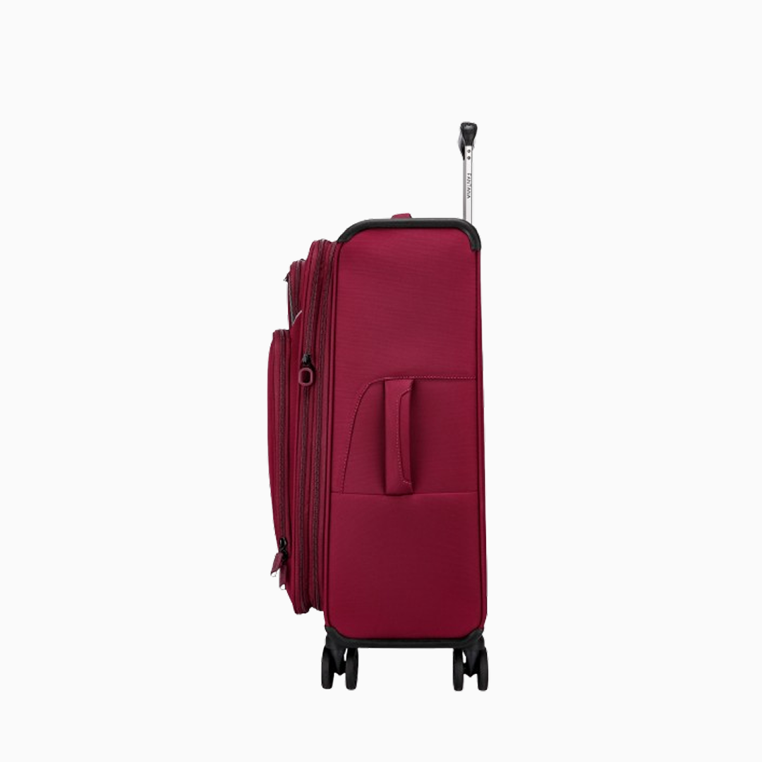 Burgundy — Starlet soft canvas suitcase, 55cm cabin, side