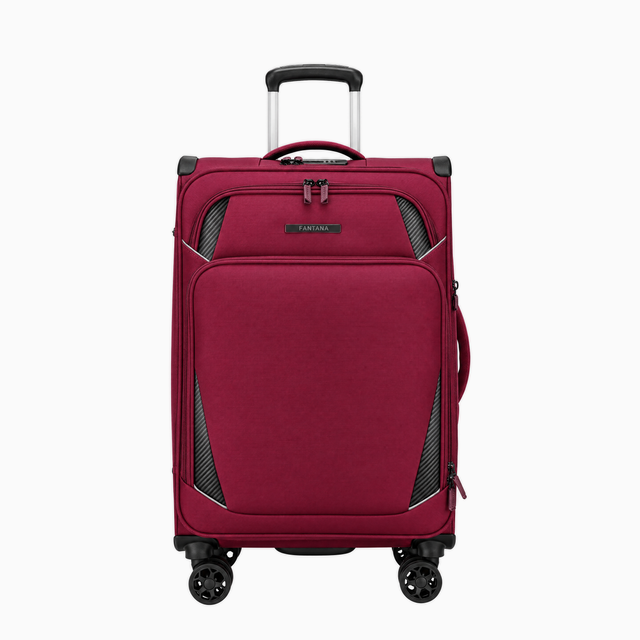 Burgundy — Starlet soft canvas suitcase, 55cm cabin, front