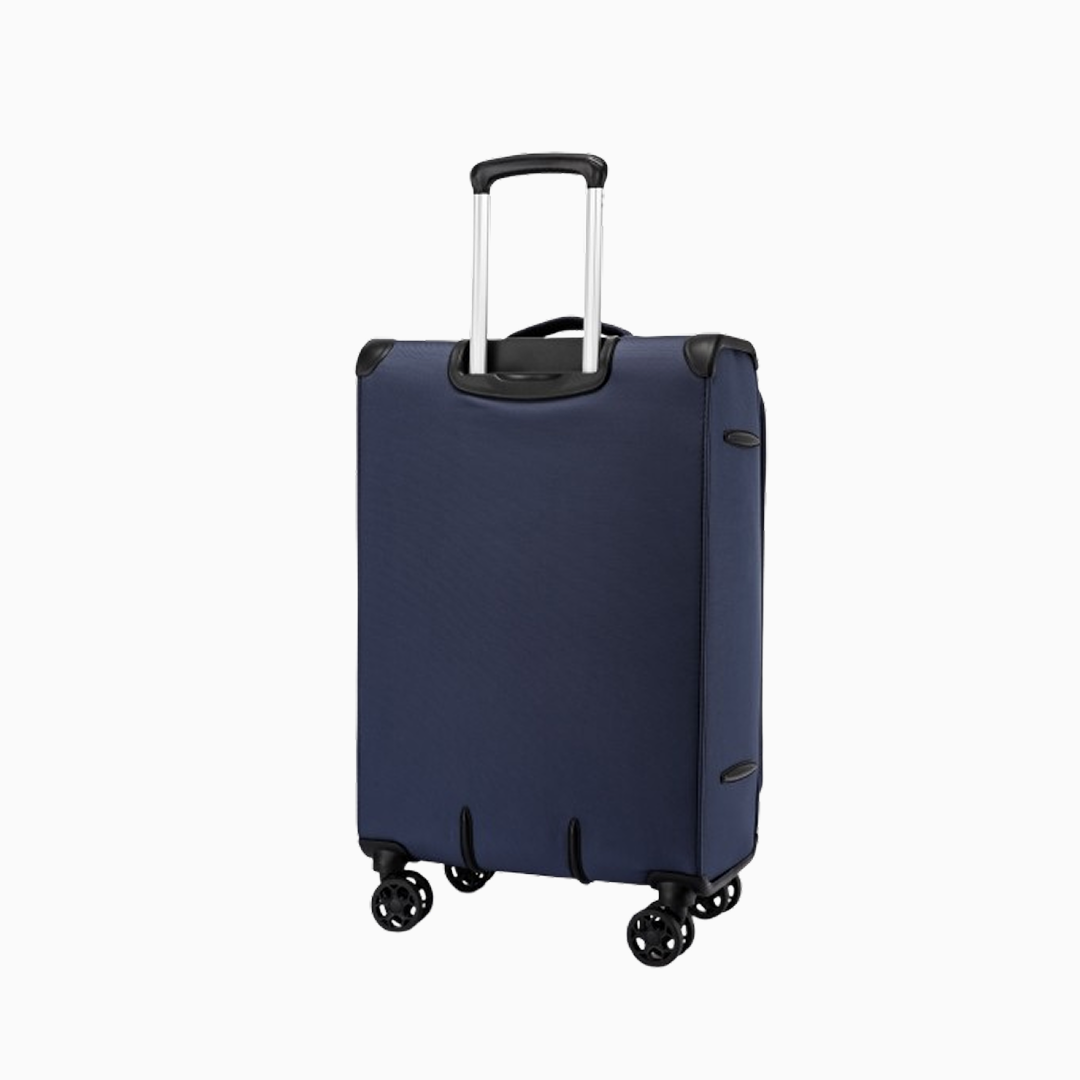 Navy Tartan — Starlet soft canvas suitcase, 61cm medium, front