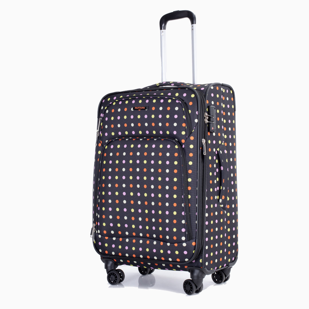 Dots — Fantana Prints soft case, front, three-quarter view