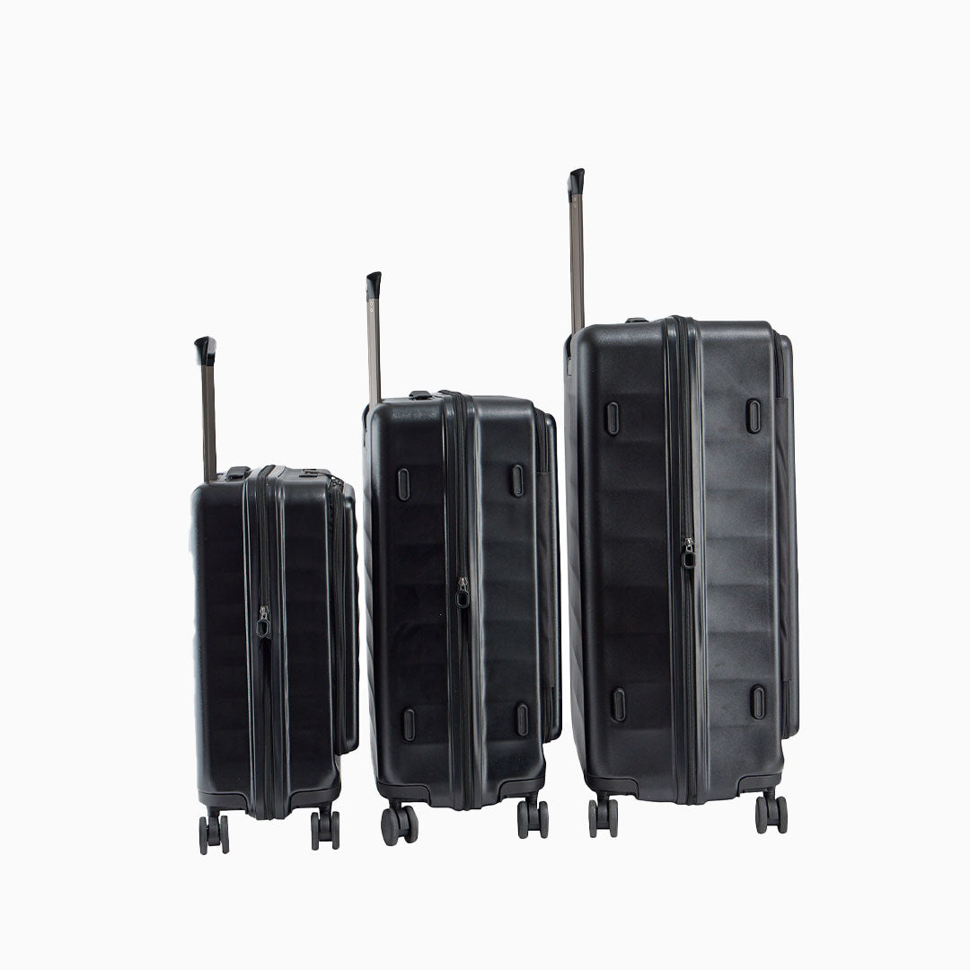 Charcoal — Phoenix hard shell suitcase, 55cm cabin, shown to scale