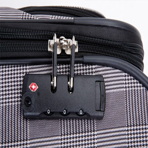 Grey Check — Fantana Prints soft case, TSA lock, close-up