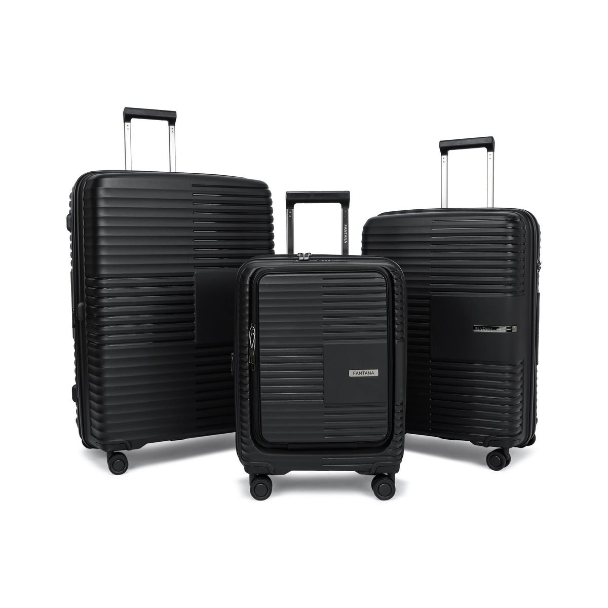 Charcoal — Ridge hard shell suitcase, 75cm large, set of three
